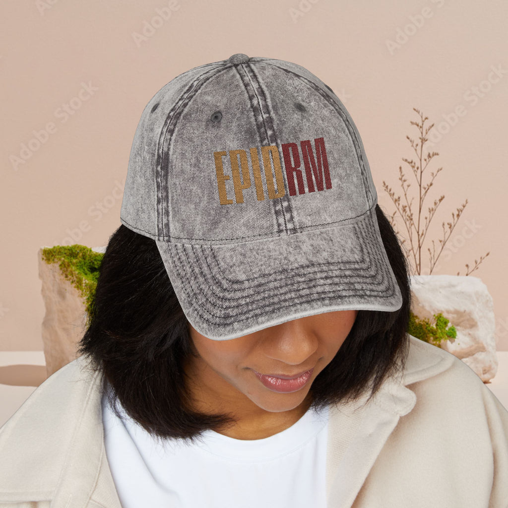 Vintage Embroidered 'EPIDRM' Distressed Baseball Cap — Retro Washed Hat