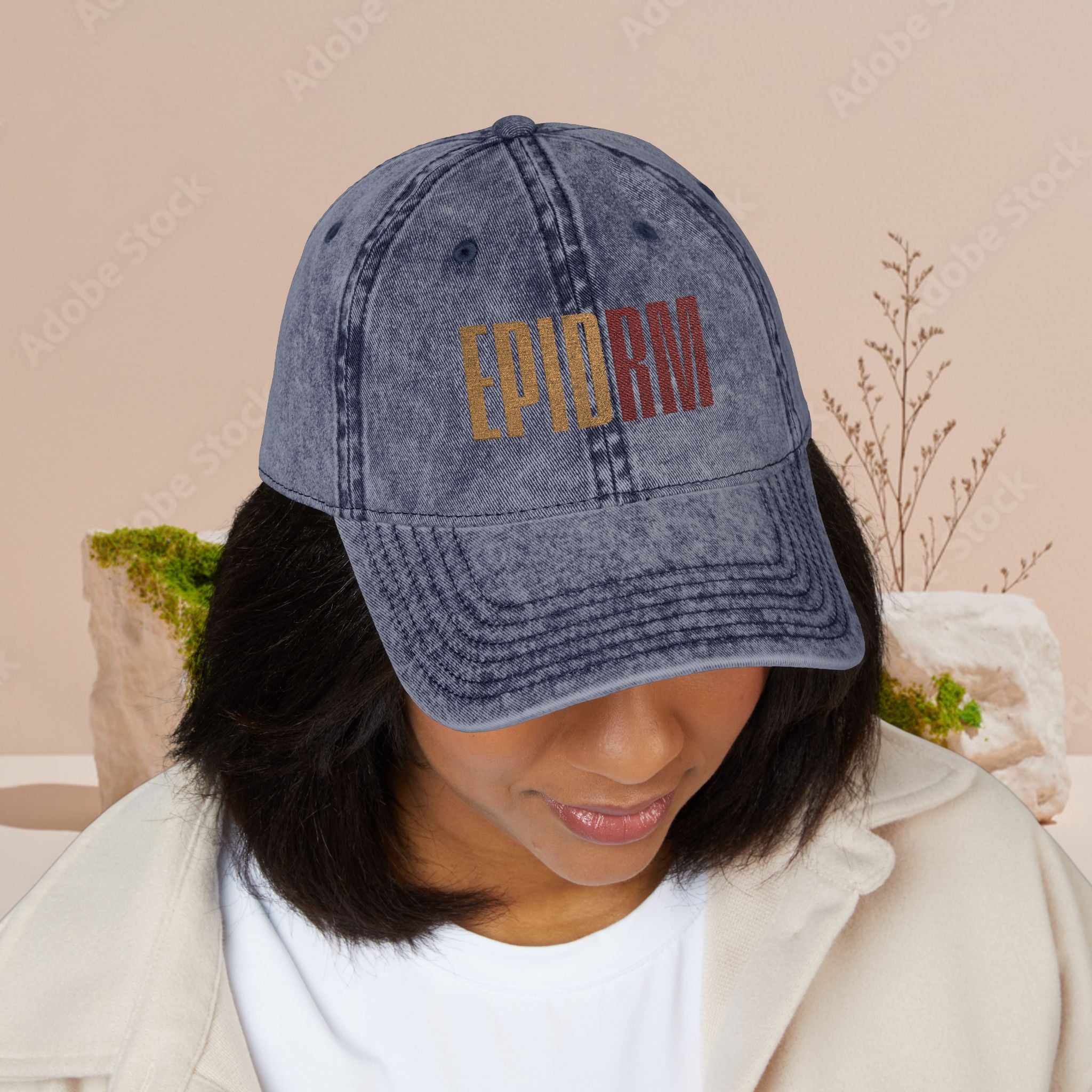Vintage Embroidered 'EPIDRM' Distressed Baseball Cap — Retro Washed Hat