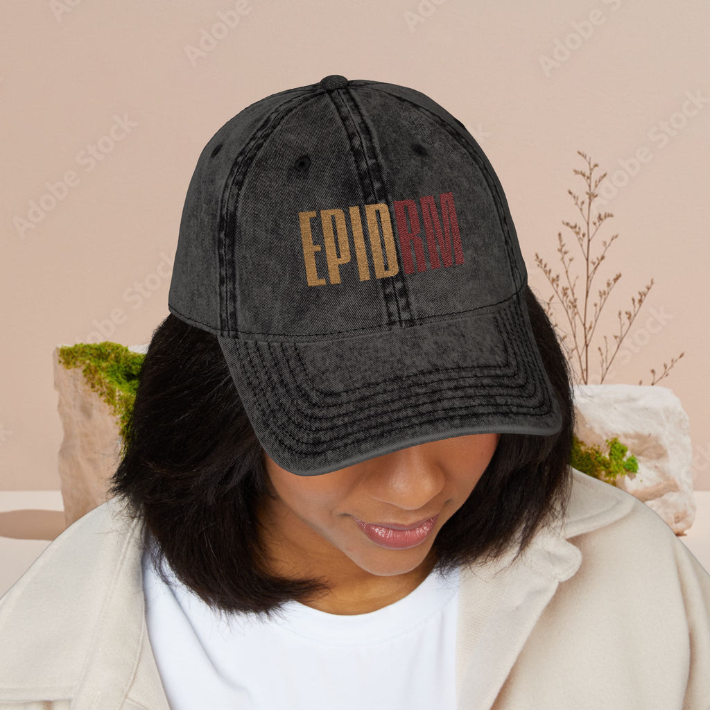 Vintage Embroidered 'EPIDRM' Distressed Baseball Cap — Retro Washed Hat